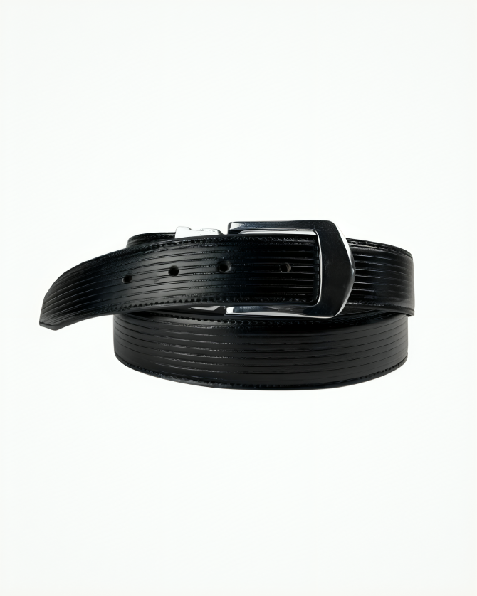 Comfort-Fit Stretchy Black Belt with Ribbed Design