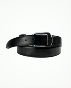 Comfort-Fit Stretchy Black Belt with Ribbed Design