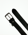 Black Textured Leather Belt with Heavy Metal Buckle