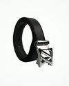 Black Dotted Texture Leather Belt with Silver Buckle