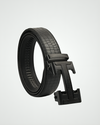 Black Croco Texture Belt with Auto-Lock Buckle