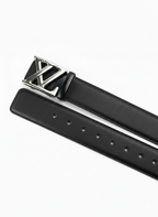 Textured Leather Belt with Iconic LV Style