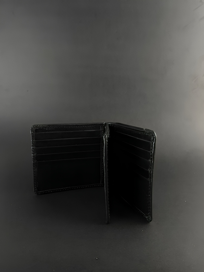 Black Leather Wallet: 18 Pockets for Max Capacity