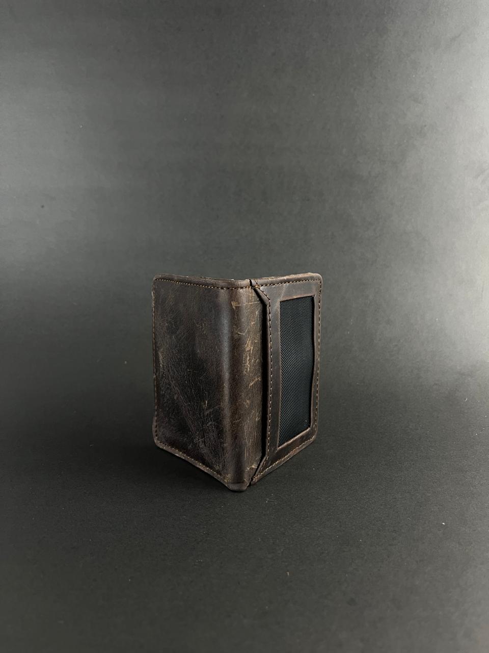 Rustic Brown Leather ID Wallet