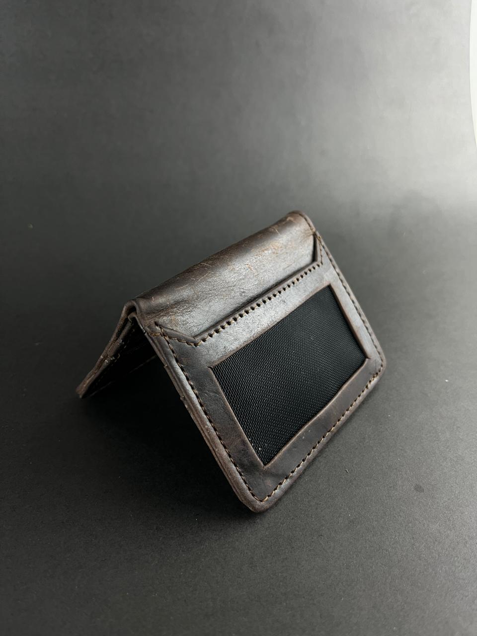 Rustic Brown Leather ID Wallet