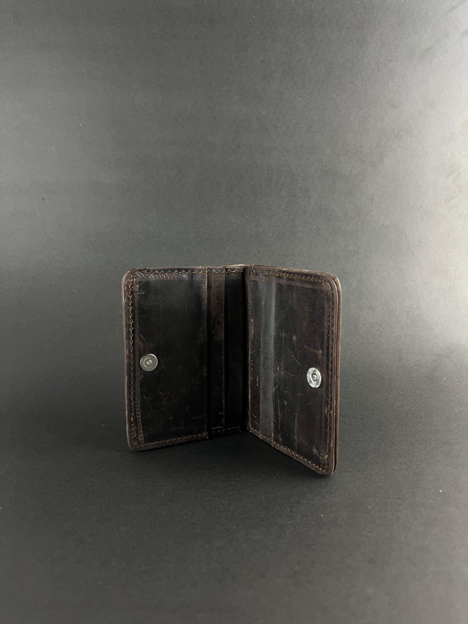 Rustic Brown Leather ID Wallet