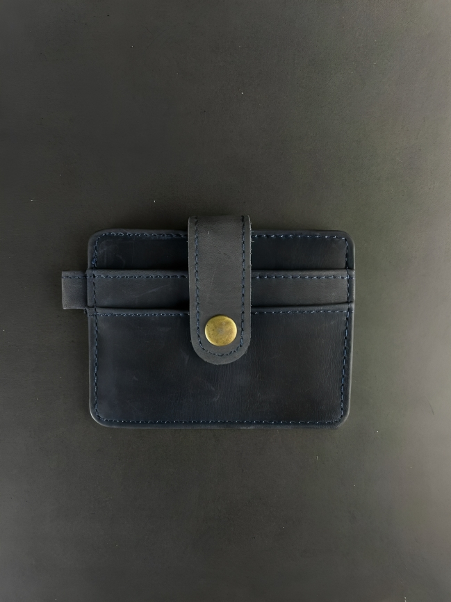 Navy Blue Leather Card Holder