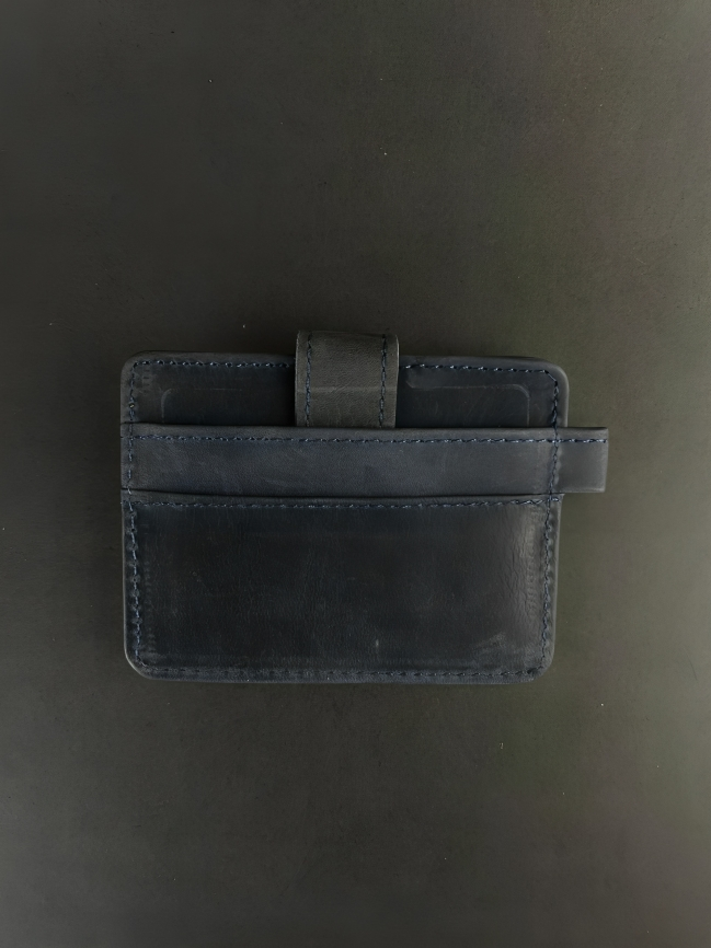 Navy Blue Leather Card Holder