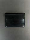 Black Leather Card Pouch with Unique Wrap Closure