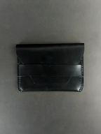 Black Leather Card Pouch with Wrap Closure