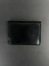 Black Leather Card Pouch with Unique Wrap Closure