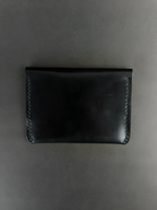 Black Leather Card Pouch with Wrap Closure