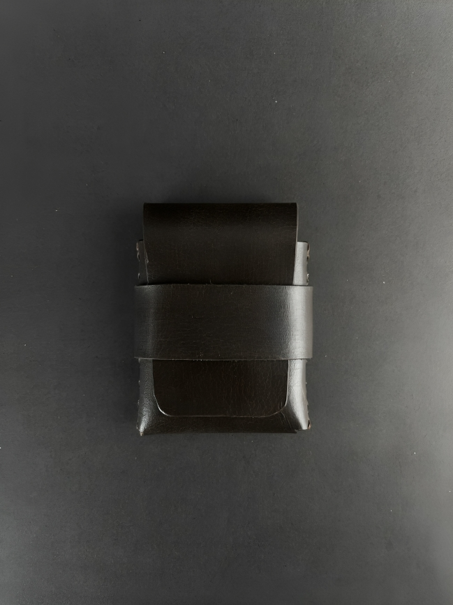 Hand Made Dark Brown Leather Card Pouch