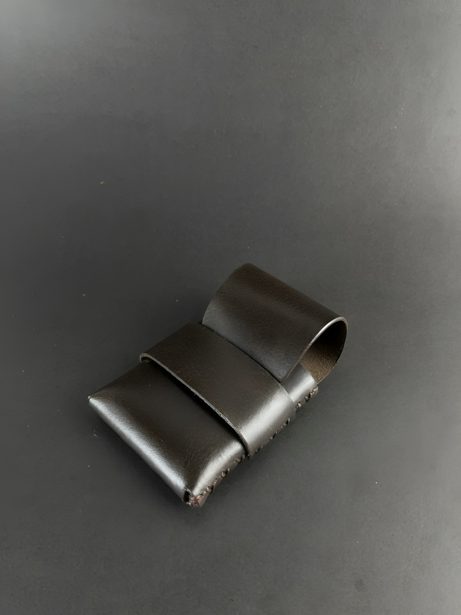 Hand Made Dark Brown Leather Card Pouch