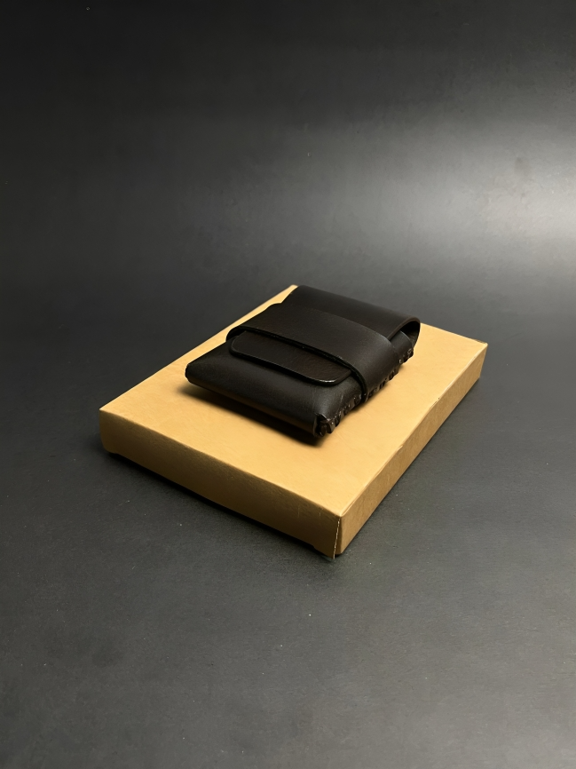 Hand Made Dark Brown Leather Card Pouch