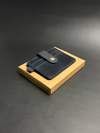 Navy Blue Leather Card Holder with Snap Closure