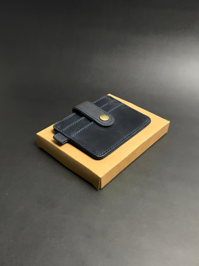 Navy Blue Leather Card Holder