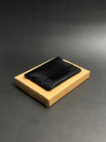 Black Leather Card Pouch with Wrap Closure