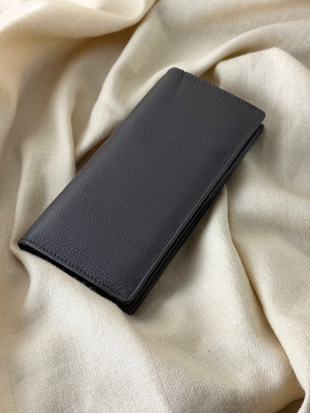 Black Long Bifold Leather Wallet