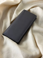 Black Long Bifold Leather Wallet