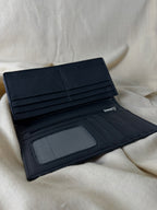 Black Long Bifold Leather Wallet