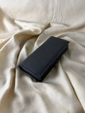 Black Long Bifold Leather Wallet