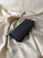 Black Long Bifold Leather Wallet