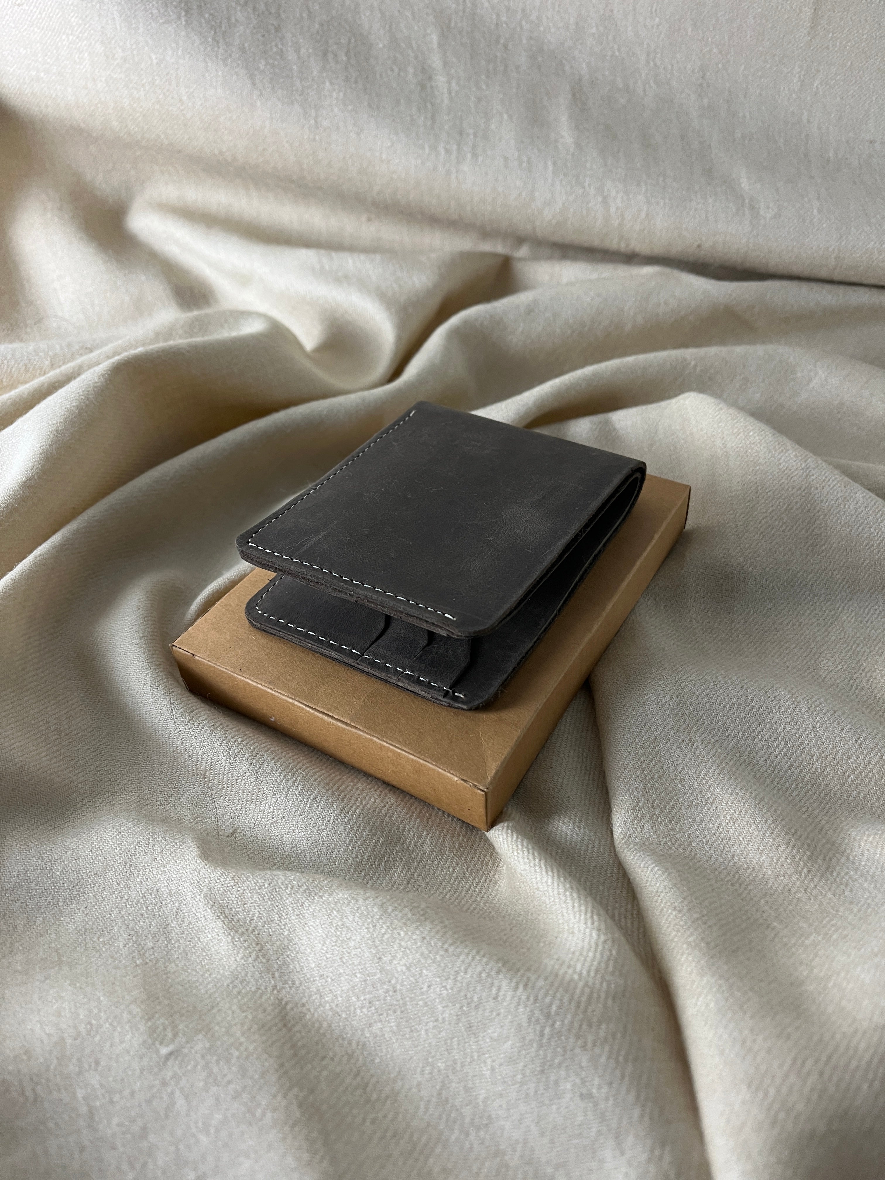 Vintage Distressed Brown Leather Slim Wallet