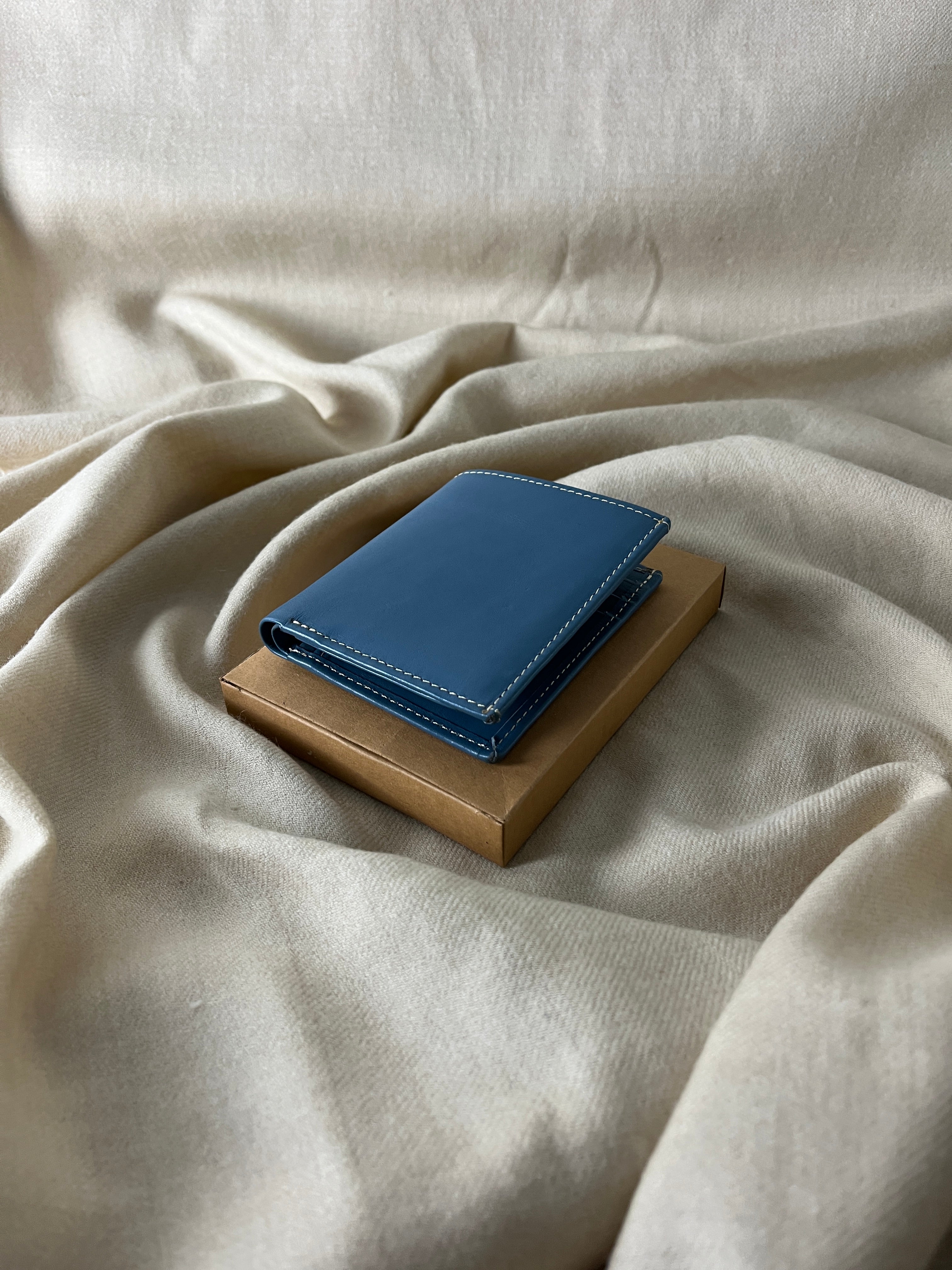 Vibrant Blue Leather Card and ID Wallet