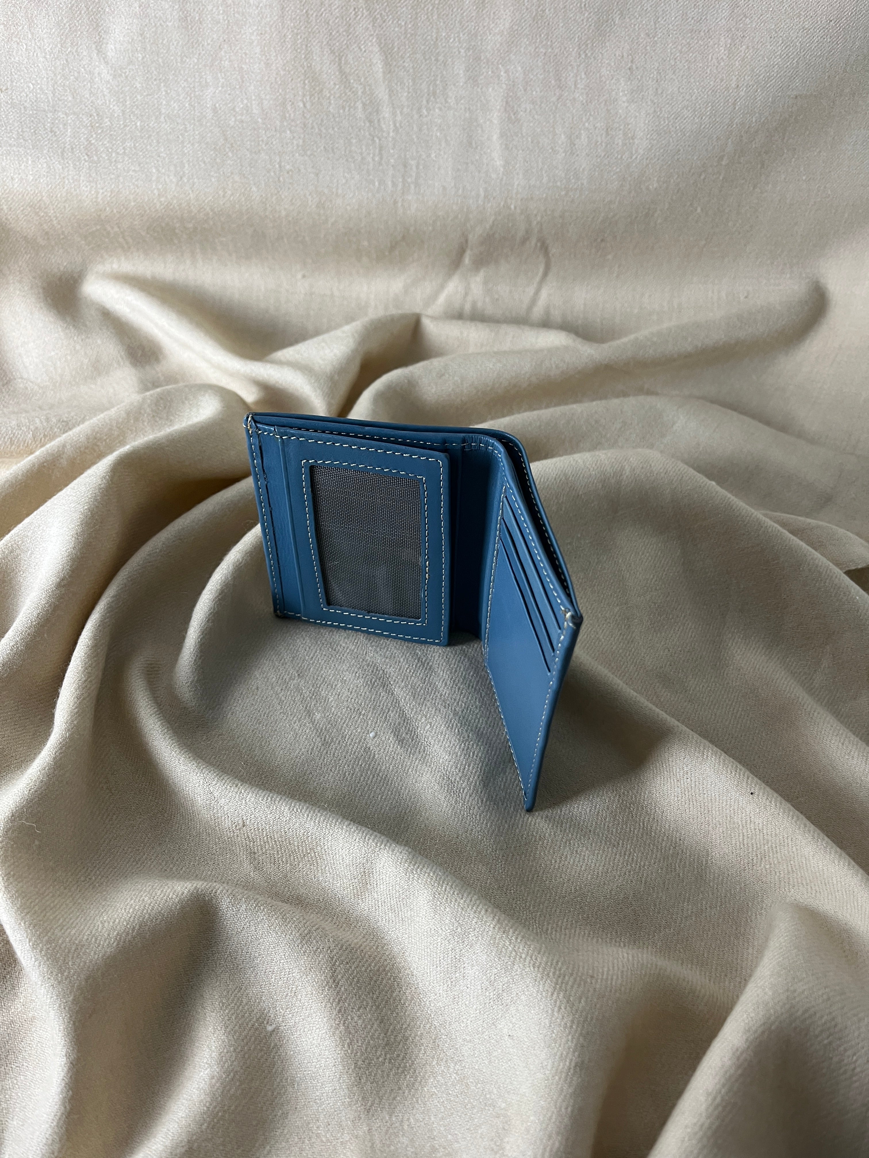 Vibrant Blue Leather Card and ID Wallet