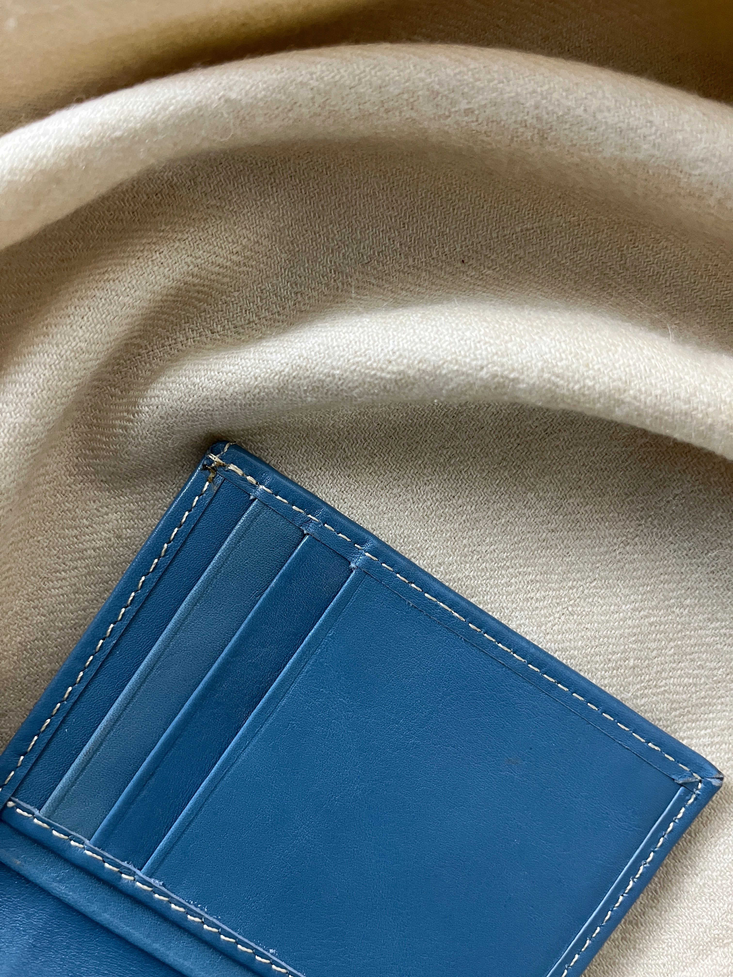 Vibrant Blue Leather Card and ID Wallet