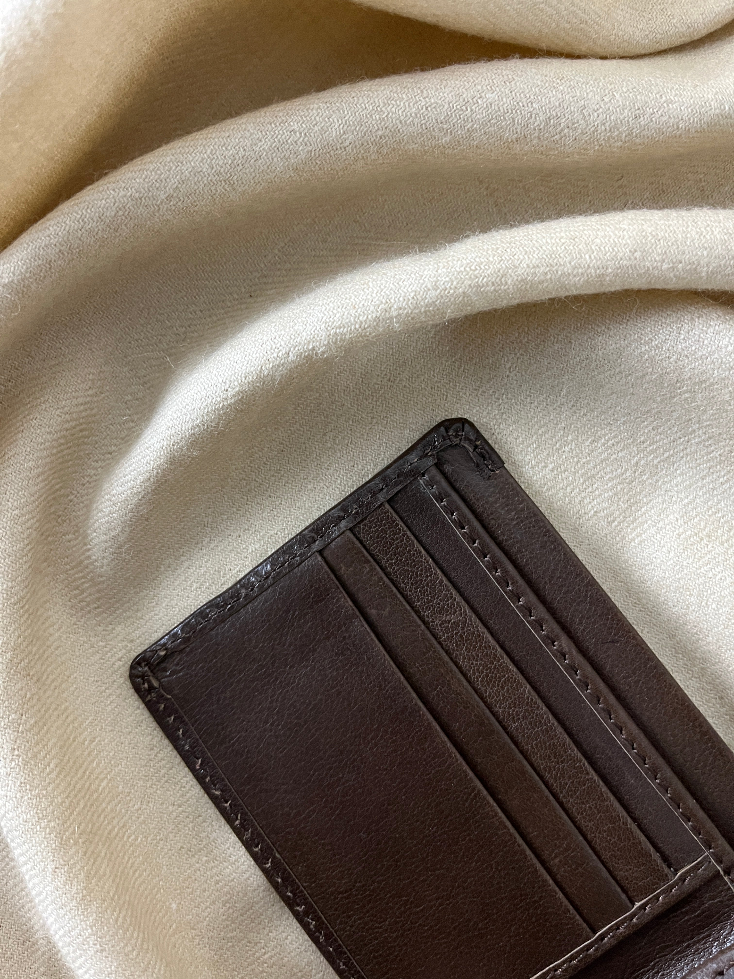 High-Capacity Dark Brown Leather Bifold Wallet
