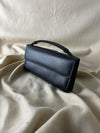 Classic Black Leather Clutch Wallet with Strap