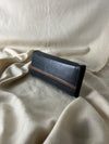 Black Clutch Wallet with Brown Stripe