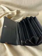 Black Clutch Wallet with Brown Stripe