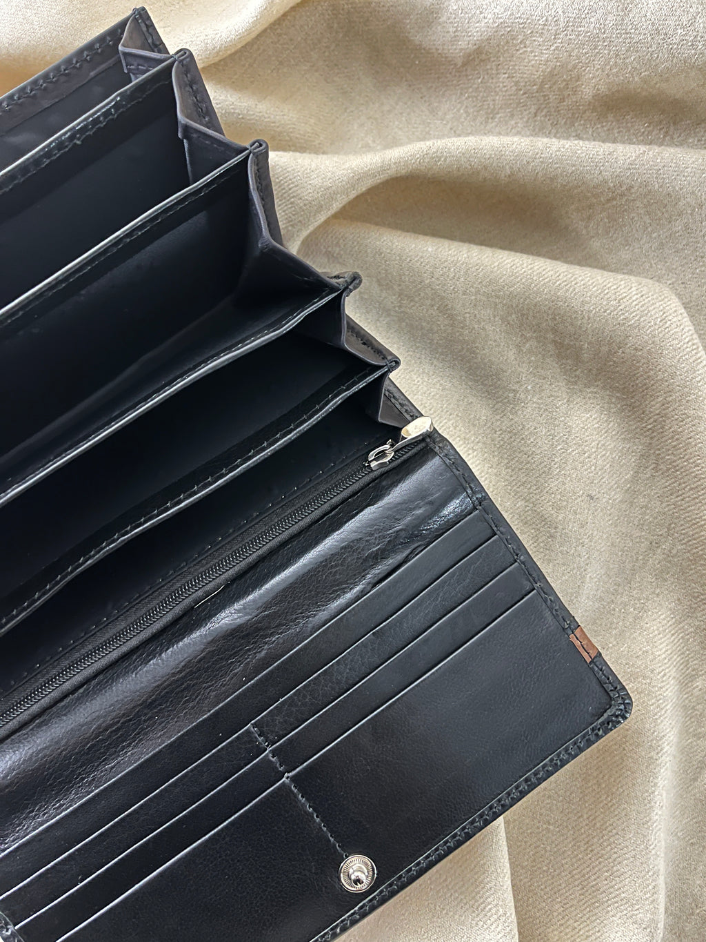 Black Clutch Wallet with Brown Stripe